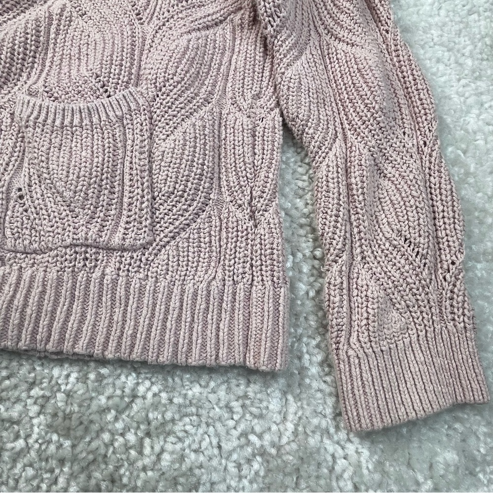 Madewell Chunky Cable Knit cardigan sweater pink preppy boxy medium - Picture 6 of 10